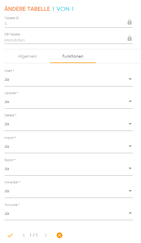 Aendere Tabelle Funktionen